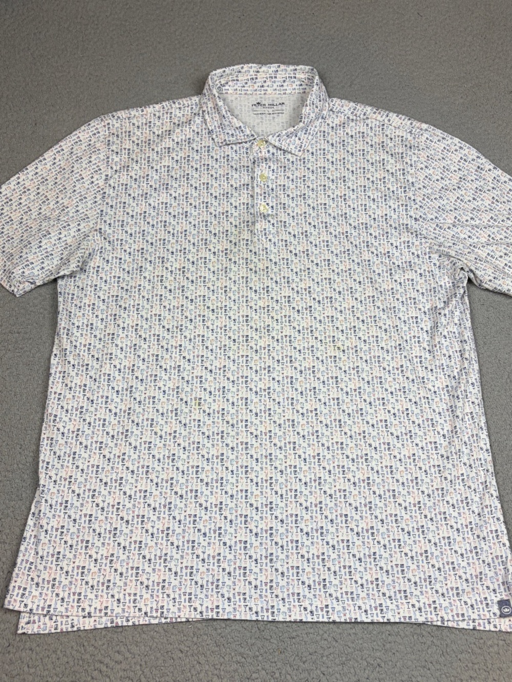 Peter Millar Seaside Polo Mens Size Large Cotton AOP Cocktail Party Casual Golf